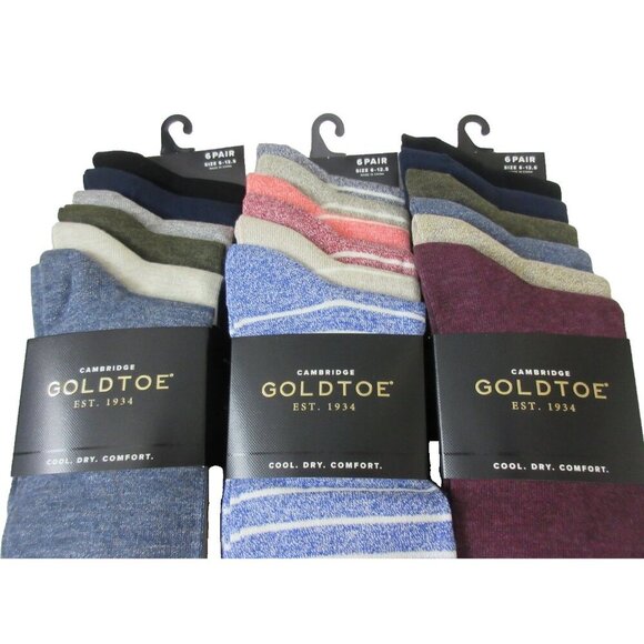 Gold Toe Men's Pack of 6 Pairs Cambridge Cool Comfort Dress Casual Socks NWT - Picture 2 of 7